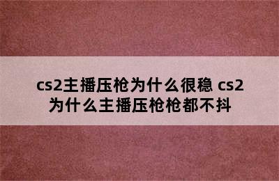 cs2主播压枪为什么很稳 cs2为什么主播压枪枪都不抖